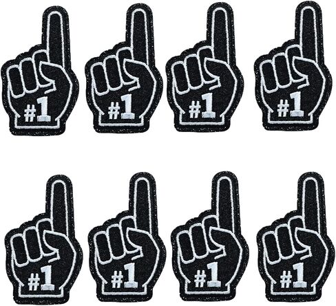 8 Pcs Game Day Patches Sports Fan Index Finger Number One Iron On Embroidered Patches for Clothes, Hat, Socks, DIY Accessories 3 x 1.6 inch (Blue) in Saudi Arabia