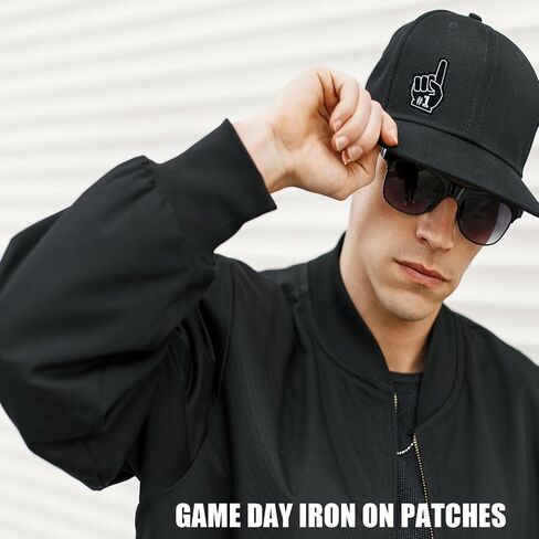 8 Pcs Game Day Patches Sports Fan Index Finger Number One Iron On Embroidered Patches for Clothes, Hat, Socks, DIY Accessories 3 x 1.6 inch (Blue) in Saudi Arabia