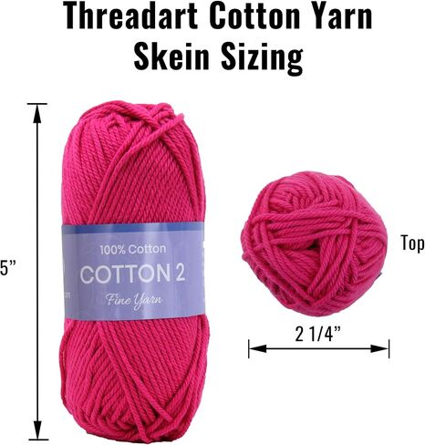 Threadart Crochet 100 ٪ حجم القطن النقي 2 مجموعة الغزل | ألوان الصقيع | حزمة من 6 skeins كل 50 غرام | خيوط غرامة #2 خيوط | 165 ياردة لكل skein in Kuwait