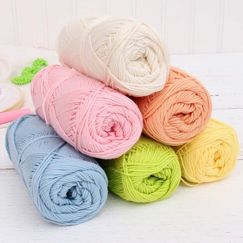 Threadart Crochet 100 ٪ حجم القطن النقي 2 مجموعة الغزل | ألوان الصقيع | حزمة من 6 skeins كل 50 غرام | خيوط غرامة #2 خيوط | 165 ياردة لكل skein in Kuwait