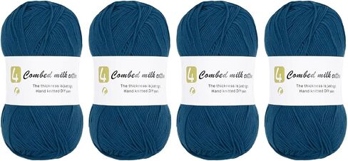 Cotton Yarn, 60% Cotton, 40% Acrylic Soft Knitting Yarn [for Hand DIY Bag Cushion Crocheting Knitting ] -4 Packages of 100g/3.52oz(Per Skein 100g/361yards)/Christmas Green in Kuwait