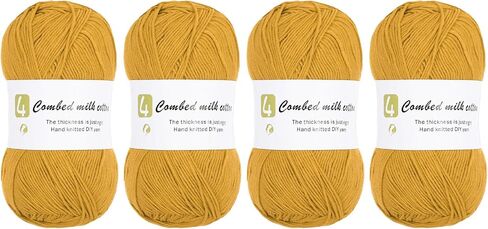 Cotton Yarn, 60% Cotton, 40% Acrylic Soft Knitting Yarn [for Hand DIY Bag Cushion Crocheting Knitting ] -4 Packages of 100g/3.52oz(Per Skein 100g/361yards)/Christmas Green in Kuwait