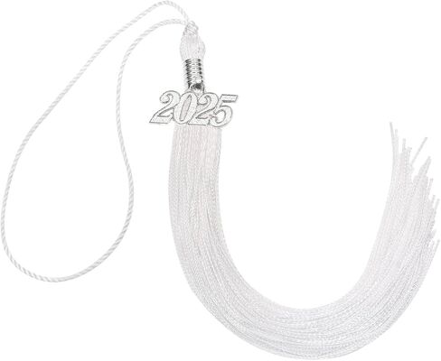 Penta Angel 2025 Graduation Tassel Soft Silky Graduation Cap Tassel Academic Decoration Tassel with Silver 2025 Year Charm for Graduate Cap Hat Party Ceremony Souvenir Gifts (Black) in Saudi Arabia