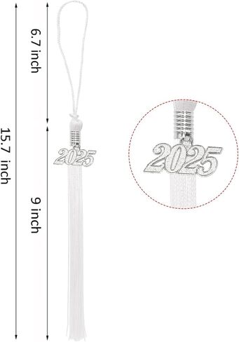 Penta Angel 2025 Graduation Tassel Soft Silky Graduation Cap Tassel Academic Decoration Tassel with Silver 2025 Year Charm for Graduate Cap Hat Party Ceremony Souvenir Gifts (Black) in Saudi Arabia