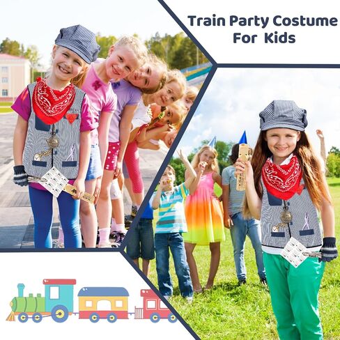 Kyson Kids Train Engineer Costume Costume Conductor Dress Up Term Term Birthday Party Party Halloween Dress Up Career Day in Kuwait