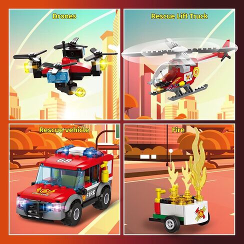 City Floating Boats Building Set, Police Boat and Fire Rescue Boat, Compatible with Lego Ship City STEM Building Toys, Ideal Gift for Kids Boys Girls 6 7 8 9 10 11 12 in Saudi Arabia