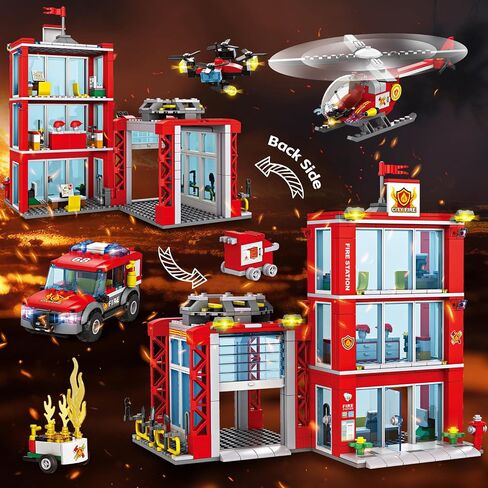 City Floating Boats Building Set, Police Boat and Fire Rescue Boat, Compatible with Lego Ship City STEM Building Toys, Ideal Gift for Kids Boys Girls 6 7 8 9 10 11 12 in Saudi Arabia