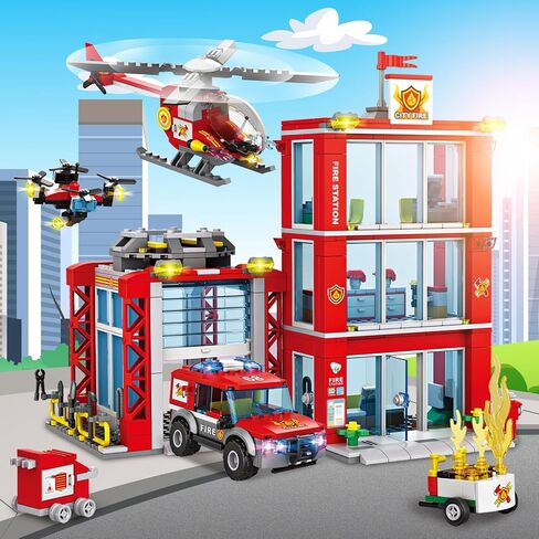 City Floating Boats Building Set, Police Boat and Fire Rescue Boat, Compatible with Lego Ship City STEM Building Toys, Ideal Gift for Kids Boys Girls 6 7 8 9 10 11 12 in Saudi Arabia