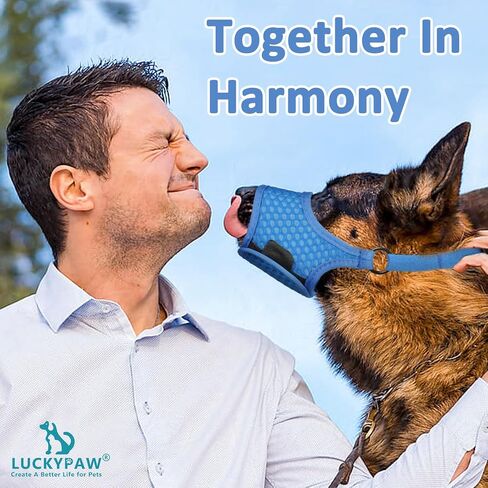 LuckyPaw Soft كمامة للكلاب المتوسطة الحجم الحجم بيغل لابرادور الرعاة الألمانية ، كمامة الكلب لمنع مضغ العض ، واقي فم قابل للتعديل للتنفس لتدريب المشي (الأسود ، م) in Kuwait