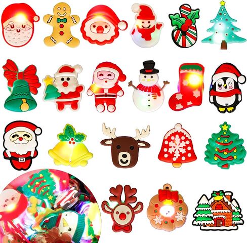 20Pcs Christmas Glow Shoe Charms for Shoes,Santa Claus Deer Snowman Christmas Tree Cartoon Shoe Charms for Teen Boys Girls Men Women Christmas Party Gift in Saudi Arabia