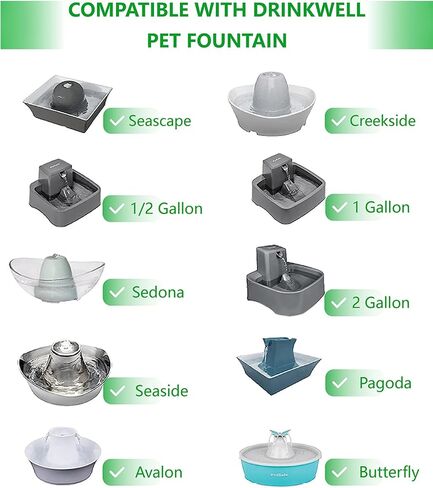 Cat Water Fountain Replacement Carbon Filter Compatible with PetSafe Drinkwell Ceramic & Stainless Steel Pet Water Fountains for Dog Cat with Replacement Foam Filters (6+6 PACK) in Saudi Arabia