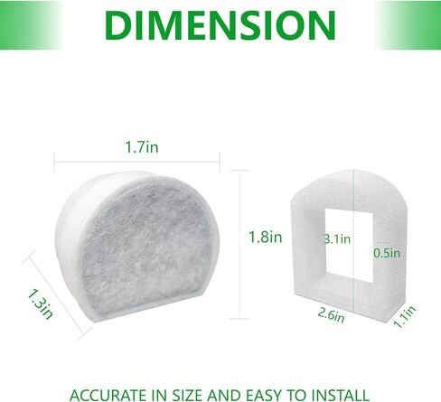 Cat Water Fountain Replacement Carbon Filter Compatible with PetSafe Drinkwell Ceramic & Stainless Steel Pet Water Fountains for Dog Cat with Replacement Foam Filters (6+6 PACK) in Saudi Arabia