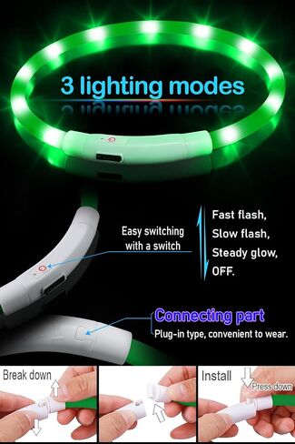 مقاوم للماء LED COD COD COD USB قابلية لإعادة شحن مصابيح الياقات الكلاب للمشي ليلا المشي مضاءة السلامة أدوات مساعدة للسلوك للكلاب الصغيرة إلى الكبيرة in Kuwait