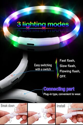 مقاوم للماء LED COD COD COD USB قابلية لإعادة شحن مصابيح الياقات الكلاب للمشي ليلا المشي مضاءة السلامة أدوات مساعدة للسلوك للكلاب الصغيرة إلى الكبيرة in Kuwait