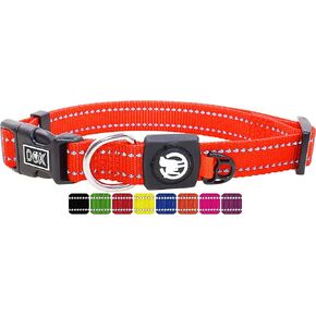 DDOXX Reflective Nylon Dog Collar - Strong and Adjustable Collars Dogs - M (Green)