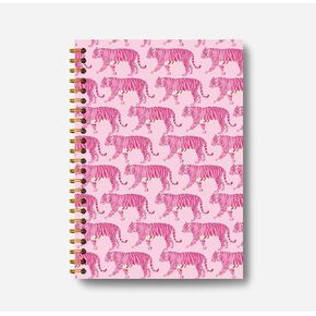 Trendy Preppy Pink Leopard Cheetah Notebook Journal - Pink Aesthetic Notebooks, Pink Composition Notebook, Pink Office Supplies, Pink Desk Accessories for Women Office, Spiral Notebook 5.5x8.3