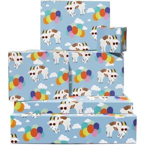 CENTRAL 23 Goat Wrapping Paper - Farm Animal - 6 Sheets Of Birthday Gift Wrap - Goats Floating In The Sky - Funny Wrapping Paper For Men Women - Recyclable
