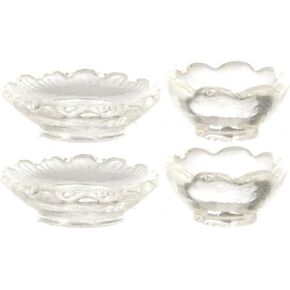 Dollhouse Miniature 1:12 Scale 2 Clear Bowls and 2 Plates SET #G8223