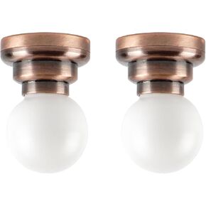 Waldosia 2PCS 1:12 Scale Dollhouse Miniature Brass LED Ceiling Light Set