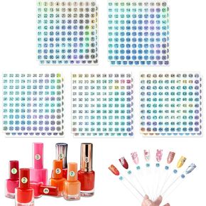 2 Sets Number Stickers(Number 1-500),Self-Adhesive Round Office Labels and Stickers,Waterproof Round Stickers for Organizing Nail Polish Bottle/Nail Swatch Sticks/Lipstick