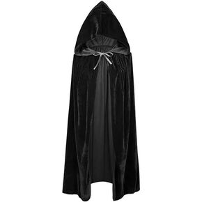 Velvet Hooded Cloak Adult Halloween Party Cape for Witch Vampire Cosplay Costume