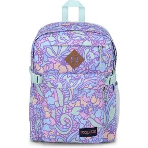 JanSport Main Campus Backpack - Travel or Work backpack w 15-Inch Laptop Sleeve and Dual Water Bottle Pockets, Floral Pastel Lilac