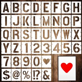 3 Inch Letter Stencils for Painting, 42 Pcs Letter and Number Stencils Reusable Alphabet Templates Plastic Interlocking Drawing Template Kit for Painting on Wood, Wall, DIY Art Projects