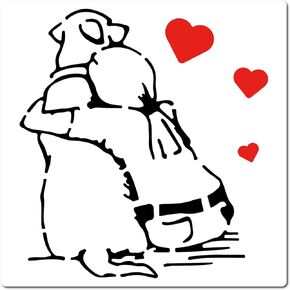 GORGECRAFT 12" Banksy Woman Stencil Reusable Dog Love Template Animals Interior Exterior Wall Painting Stencils for Painting Art Craft Drawing Decorative Fabric Wood Wall Home Decoration