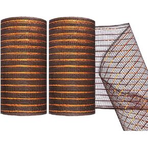 2 Pack Deco Mesh 5.9 Inch x 30 Feet Decor Mesh Ribbon with Metallic Foil Deco Mesh Wreath Supplies Ribbons Mesh Roll for Spring Wreaths, Swags, Craft, Party Decoration (Purple)