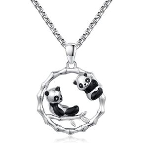 Raccoon Necklace for Women Men 925 Sterling Silver Red Panda Pendant Necklace Animal Jewelry for Wife