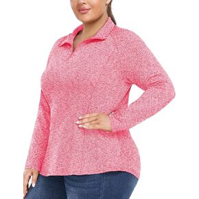 FOREYOND Women’s Plus Size Workout Tops Long Sleeve Quarter Zip Pullover Althetic Shirts Moisture Wicking Hiking Clothes