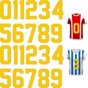 22 Pieces Iron on Numbers T Shirt Heat Transfer Numbers 0 to 9 Jersey Numbers Soft Iron on Numbers for Team Uniform Sports T Shirt Football Basketball Baseball (Yellow,8 Inch)