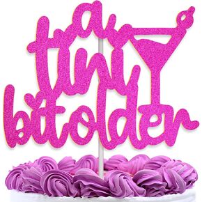 "A Tini Bit Solding" Topper - Cake Cake - كعكة عيد ميلاد ممتع للنساء البالغات ، مثالية لحفلات البكالوريوس ، دعائم كشك الصور ، (اللون الوردي الساخن)