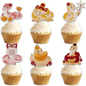 18pcs Glitter Snake حلوى كب كيك Topper صينية سعيدة سنة جديدة ثعبان السنة ديكورات السنة الجديدة عشية الحفلات الزفاف لوازم اللوازم in Kuwait