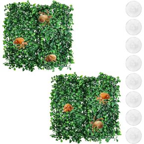 PINVNBY 2 PCS Hermit Crab Climbing Toys Hermit Crab Climbing Wall with Suction Cups Plastic Faux Grass Mat Hermit Crab Accessories for Hermit Crab Tank Decor (24 x 16 Inch)