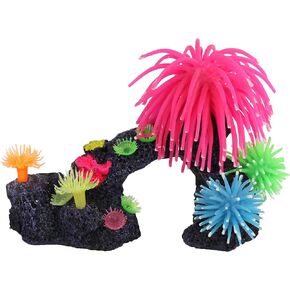 Penn-Plax Coral Reef Aquarium Decoration – Lifelike Movement and Vibrant Coloring – Arch with Pink Silicone Anemone – Medium