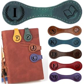 Personlized Magnetic Leather Bookmarks with Initials, Customized Book Marks Clip 26 Letters Bookmark for Reading Women, Men, Kids,Cute Book Markers Meaningful Gift for Book Lovers (Light Brown, J)
