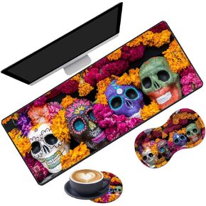 Extended Gaming Mouse Pad Desk Pad Keyboard Pad, Mouse Wrist Rest and Coaster, Anti-Slip Rubber Base Mouse Pad, Suitable for Gaming and Office, Guitar