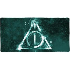 Harry Potter Deathly Hallows Logo Marming Mouse Mouse Desk Hape مع حواف مخيط ، قاعدة غير قابلة للانزلاق للألعاب ، المنزل والمكتب ، 31.5 × 15.7