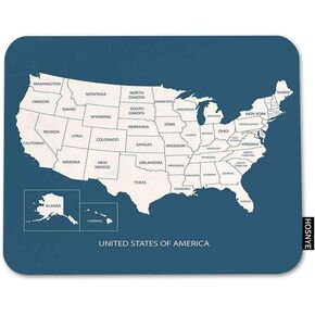 HOSNYE USA Map with Name of Countries Mouse Pad Square Anti-Slip Rubber Mousepad United States of America Map, Us Map Flat Edges for Gaming Office Laptop Computer PC Men Women Kids