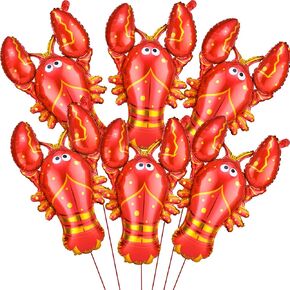 6 Giant Lobster Aluminum Foil Balloons - Marine Animal Balloons for Birthday Party Decorations