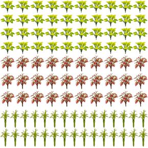 Cayway 100 PCS Mini Model Plants, Miniature Plants Mini Model Trees Green Shrubs Bush Model for Train Scenery Railway Sand Military Layout Park Garden Scene