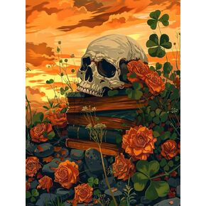 SKRYUIE Paint by Numbers Kit for Adults Beginner Human Skeleton, Acrylic Halloween Oil Painting by Numbers Kits with PaintBrushes Paintwork Art Crafts Canvas for Home Decor 16x20 inch d7