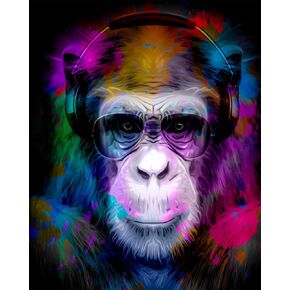 FANGKISSU 5D Diamond Paint Kits for Adults Beginners, Diamond Art Kits,Monkey Head in Reggae hat and Eyeglasses Paint with Diamonds Gem Art, Home Wall Decor 12 x 16 Inch