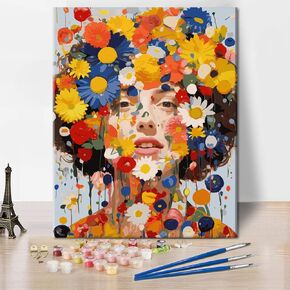 Rebotipy Adult Paint by Numbers Pink Sky and a Sun Painting Art Flower Paint by Numbers on Canvas DIY Friend Gifts Beginner Easy Paints Artwork Modern Paint by Numbers Kits 16x20 in