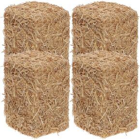 NUOBESTY Mini Hay Bales Square Miniature Haystack Decoration Micro Landscape Straw Bale Ornament Dollhouse Farm Garden Adornment 4pcs