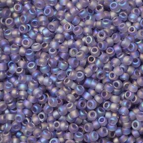 Toho Seed Beads, Round 15/0#166DF 'Transparent Rainbow Frosted Light Tanzanite', 8 Grams