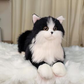 Chongker Stuffed Animals Handmade Cat Plush, Realistic Companion Pet, Lifelike White Cat