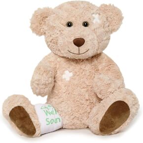 Muiteiur Get Well Soon Teddy Bear Stuffed Animal Get Well Soon Gifts for Kids Adult After Surgery Broken Leg Teddy Bear Feel Better Bear,Brown