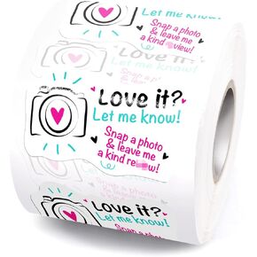 Littlefa 1.5'' Love It Let Me Know Cute Camera Design Stickers, Thank You, Bakeries, Handmade, Small Business, Envelopes, Gift Bags Packaging 500 PCS